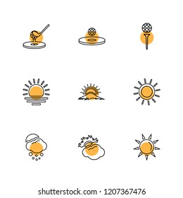 Set of 9 icons, for web, internet, mobile apps, interface design: business, finance, shopping, communication, fitness, computer, media, transportation, travel, easter, christmas, summer, device