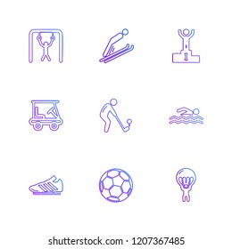 Set of 9 icons, for web, internet, mobile apps, interface design: business, finance, shopping, communication, fitness, computer, media, transportation, travel, easter, christmas, summer, device