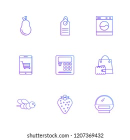 Set of 9 icons, for web, internet, mobile apps, interface design: business, finance, shopping, communication, fitness, computer, media, transportation, travel, easter, christmas, summer, device