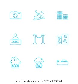 Set of 9 icons, for web, internet, mobile apps, interface design: business, finance, shopping, communication, fitness, computer, media, transportation, travel, easter, christmas, summer, device