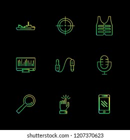 Set of 9 icons, for web, internet, mobile apps, interface design: business, finance, shopping, communication, fitness, computer, media, transportation, travel, easter, christmas, summer, device