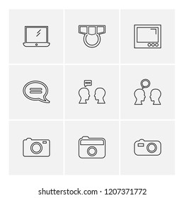 Set of 9 icons, for web, internet, mobile apps, interface design: business, finance, shopping, communication, fitness, computer, media, transportation, travel, easter, christmas, summer, device