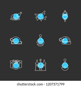 Set of 9 icons, for web, internet, mobile apps, interface design: business, finance, shopping, communication, fitness, computer, media, transportation, travel, easter, christmas, summer, device
