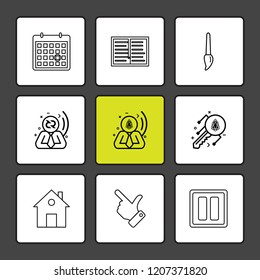 Set of 9 icons, for web, internet, mobile apps, interface design: business, finance, shopping, communication, fitness, computer, media, transportation, travel, easter, christmas, summer, device