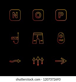 Set of 9 icons, for web, internet, mobile apps, interface design: business, finance, shopping, communication, fitness, computer, media, transportation, travel, easter, christmas, summer, device