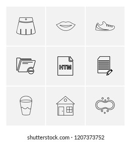 Set of 9 icons, for web, internet, mobile apps, interface design: business, finance, shopping, communication, fitness, computer, media, transportation, travel, easter, christmas, summer, device