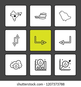 Set of 9 icons, for web, internet, mobile apps, interface design: business, finance, shopping, communication, fitness, computer, media, transportation, travel, easter, christmas, summer, device