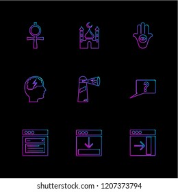 Set of 9 icons, for web, internet, mobile apps, interface design: business, finance, shopping, communication, fitness, computer, media, transportation, travel, easter, christmas, summer, device