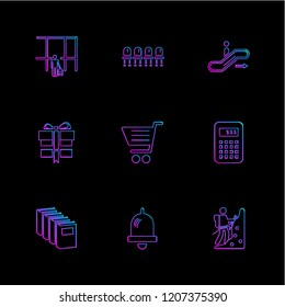 Set of 9 icons, for web, internet, mobile apps, interface design: business, finance, shopping, communication, fitness, computer, media, transportation, travel, easter, christmas, summer, device