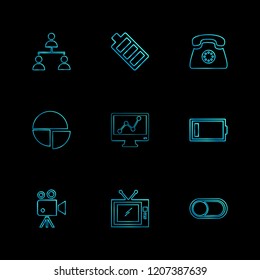 Set of 9 icons, for web, internet, mobile apps, interface design: business, finance, shopping, communication, fitness, computer, media, transportation, travel, easter, christmas, summer, device