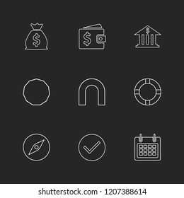 Set of 9 icons, for web, internet, mobile apps, interface design: business, finance, shopping, communication, fitness, computer, media, transportation, travel, easter, christmas, summer, device