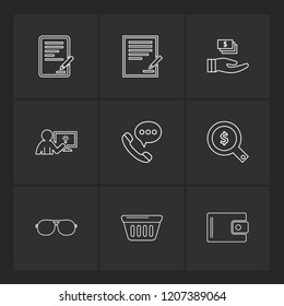 Set of 9 icons, for web, internet, mobile apps, interface design: business, finance, shopping, communication, fitness, computer, media, transportation, travel, easter, christmas, summer, device