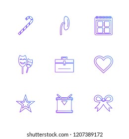 Set of 9 icons, for web, internet, mobile apps, interface design: business, finance, shopping, communication, fitness, computer, media, transportation, travel, easter, christmas, summer, device