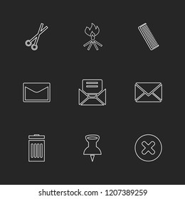 Set of 9 icons, for web, internet, mobile apps, interface design: business, finance, shopping, communication, fitness, computer, media, transportation, travel, easter, christmas, summer, device