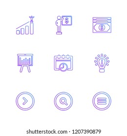 Set of 9 icons, for web, internet, mobile apps, interface design: business, finance, shopping, communication, fitness, computer, media, transportation, travel, easter, christmas, summer, device