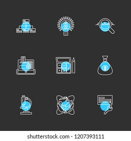 Set of 9 icons, for web, internet, mobile apps, interface design: business, finance, shopping, communication, fitness, computer, media, transportation, travel, easter, christmas, summer, device