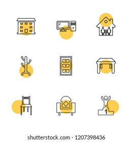 Set of 9 icons, for web, internet, mobile apps, interface design: business, finance, shopping, communication, fitness, computer, media, transportation, travel, easter, christmas, summer, device