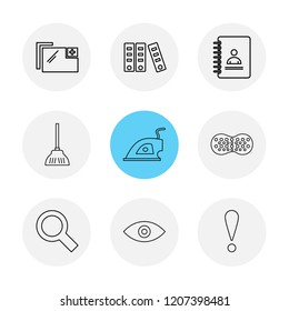 Set of 9 icons, for web, internet, mobile apps, interface design: business, finance, shopping, communication, fitness, computer, media, transportation, travel, easter, christmas, summer, device