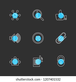 Set of 9 icons, for web, internet, mobile apps, interface design: business, finance, shopping, communication, fitness, computer, media, transportation, travel, easter, christmas, summer, device