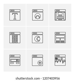 Set of 9 icons, for web, internet, mobile apps, interface design: business, finance, shopping, communication, fitness, computer, media, transportation, travel, easter, christmas, summer, device
