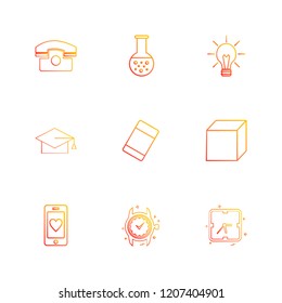 Set of 9 icons, for web, internet, mobile apps, interface design: business, finance, shopping, communication, fitness, computer, media, transportation, travel, easter, christmas, summer, device