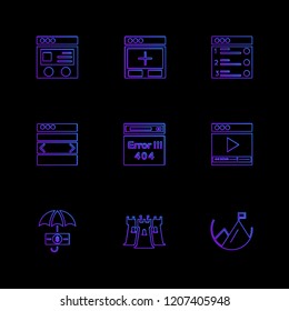 Set of 9 icons, for web, internet, mobile apps, interface design: business, finance, shopping, communication, fitness, computer, media, transportation, travel, easter, christmas, summer, device