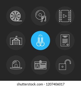 Set of 9 icons, for web, internet, mobile apps, interface design: business, finance, shopping, communication, fitness, computer, media, transportation, travel, easter, christmas, summer, device