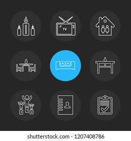 Set of 9 icons, for web, internet, mobile apps, interface design: business, finance, shopping, communication, fitness, computer, media, transportation, travel, easter, christmas, summer, device