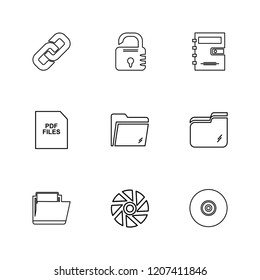 Set of 9 icons, for web, internet, mobile apps, interface design: business, finance, shopping, communication, fitness, computer, media, transportation, travel, easter, christmas, summer, device