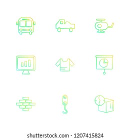 Set of 9 icons, for web, internet, mobile apps, interface design: business, finance, shopping, communication, fitness, computer, media, transportation, travel, easter, christmas, summer, device