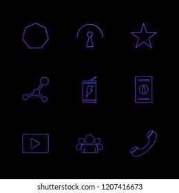 Set of 9 icons, for web, internet, mobile apps, interface design: business, finance, shopping, communication, fitness, computer, media, transportation, travel, easter, christmas, summer, device