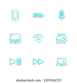 Set of 9 icons, for web, internet, mobile apps, interface design: business, finance, shopping, communication, fitness, computer, media, transportation, travel, easter, christmas, summer, device