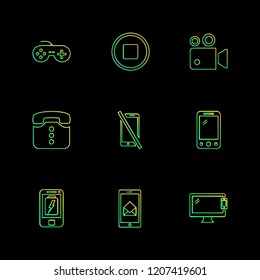 Set of 9 icons, for web, internet, mobile apps, interface design: business, finance, shopping, communication, fitness, computer, media, transportation, travel, easter, christmas, summer, device