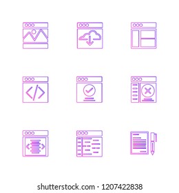 Set of 9 icons, for web, internet, mobile apps, interface design: business, finance, shopping, communication, fitness, computer, media, transportation, travel, easter, christmas, summer, device