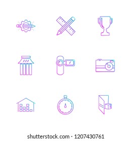 Set of 9 icons, for web, internet, mobile apps, interface design: business, finance, shopping, communication, fitness, computer, media, transportation, travel, easter, christmas, summer, device
