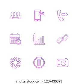 Set of 9 icons, for web, internet, mobile apps, interface design: business, finance, shopping, communication, fitness, computer, media, transportation, travel, easter, christmas, summer, device