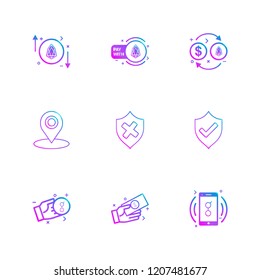 Set of 9 icons, for web, internet, mobile apps, interface design: business, finance, shopping, communication, fitness, computer, media, transportation, travel, easter, christmas, summer, device
