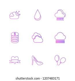 Set of 9 icons, for web, internet, mobile apps, interface design: business, finance, shopping, communication, fitness, computer, media, transportation, travel, easter, christmas, summer, device
