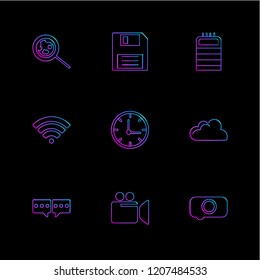 Set of 9 icons, for web, internet, mobile apps, interface design: business, finance, shopping, communication, fitness, computer, media, transportation, travel, easter, christmas, summer, device
