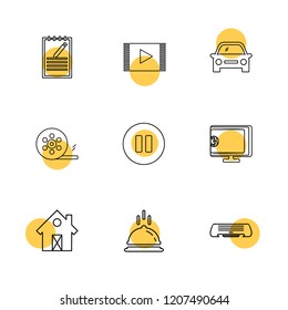 Set of 9 icons, for web, internet, mobile apps, interface design: business, finance, shopping, communication, fitness, computer, media, transportation, travel, easter, christmas, summer, device