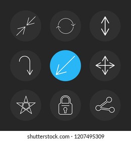 Set of 9 icons, for web, internet, mobile apps, interface design: business, finance, shopping, communication, fitness, computer, media, transportation, travel, easter, christmas, summer, device