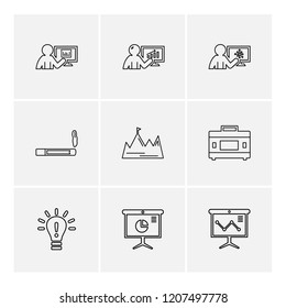 Set of 9 icons, for web, internet, mobile apps, interface design: business, finance, shopping, communication, fitness, computer, media, transportation, travel, easter, christmas, summer, device