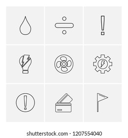Set of 9 icons, for web, internet, mobile apps, interface design: business, finance, shopping, communication, fitness, computer, media, transportation, travel, easter, christmas, summer, device