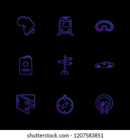 Set of 9 icons, for web, internet, mobile apps, interface design: business, finance, shopping, communication, fitness, computer, media, transportation, travel, easter, christmas, summer, device