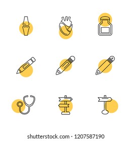 Set of 9 icons, for web, internet, mobile apps, interface design: business, finance, shopping, communication, fitness, computer, media, transportation, travel, easter, christmas, summer, device
