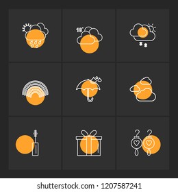Set of 9 icons, for web, internet, mobile apps, interface design: business, finance, shopping, communication, fitness, computer, media, transportation, travel, easter, christmas, summer, device