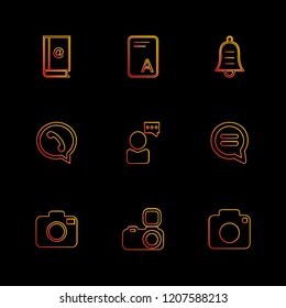 Set of 9 icons, for web, internet, mobile apps, interface design: business, finance, shopping, communication, fitness, computer, media, transportation, travel, easter, christmas, summer, device