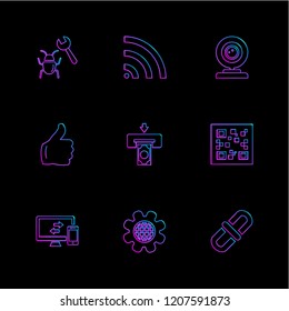 Set of 9 icons, for web, internet, mobile apps, interface design: business, finance, shopping, communication, fitness, computer, media, transportation, travel, easter, christmas, summer, device