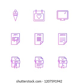 Set of 9 icons, for web, internet, mobile apps, interface design: business, finance, shopping, communication, fitness, computer, media, transportation, travel, easter, christmas, summer, device