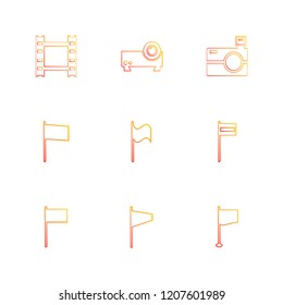 Set of 9 icons, for web, internet, mobile apps, interface design: business, finance, shopping, communication, fitness, computer, media, transportation, travel, easter, christmas, summer, device